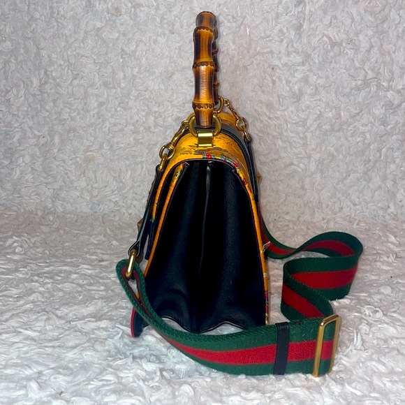 Gucci Satin Calfskin Bamboo Tokyo Jacquard Floral Dionysus Top Handle Bag Purse - Picture 9 of 17
